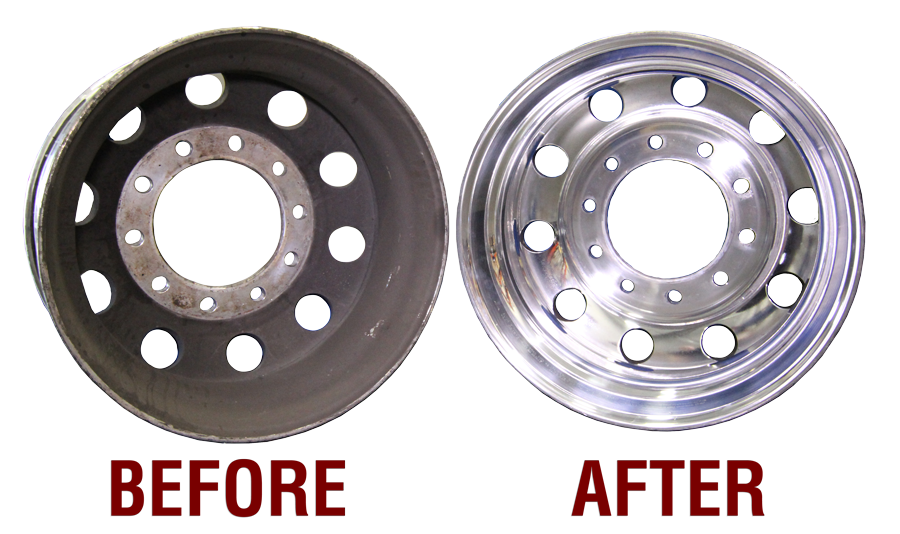 Rims before and after being polished
